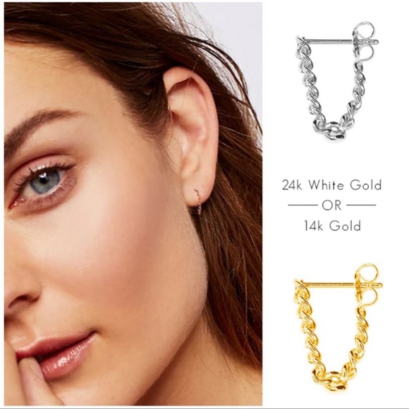 NWT 14k Gold Draped Chain Ear Jacket - Picture 3 of 6